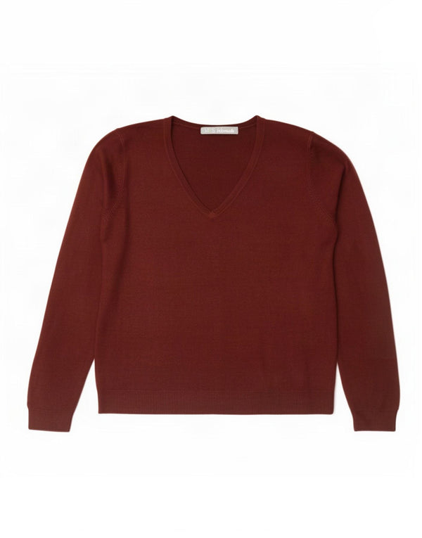 Marks & Spencer Dame V-hals sweater UK 14 Stor Bourgogne akryl