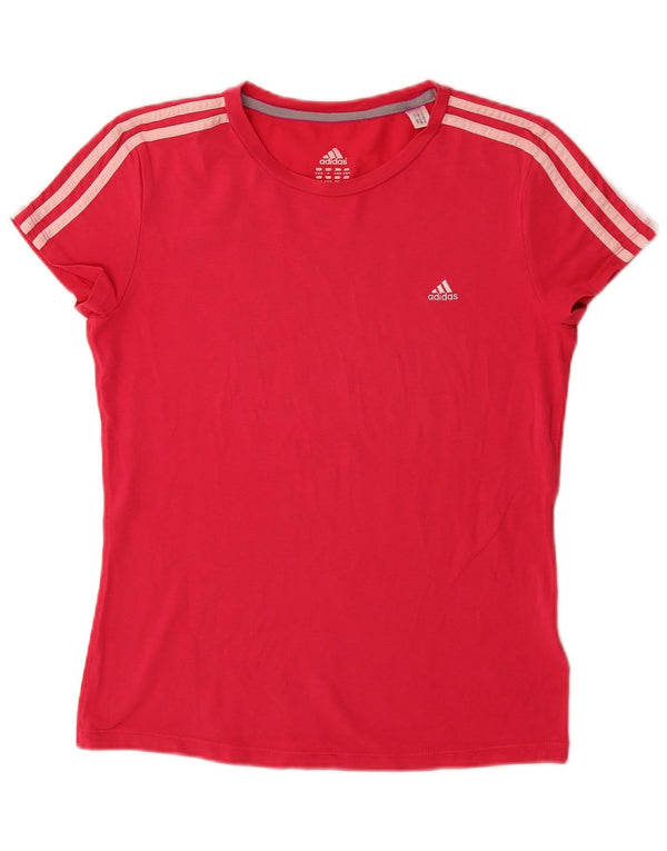 Adidas T-Shirt Top UK 12/14 Medium Pink Bomuld