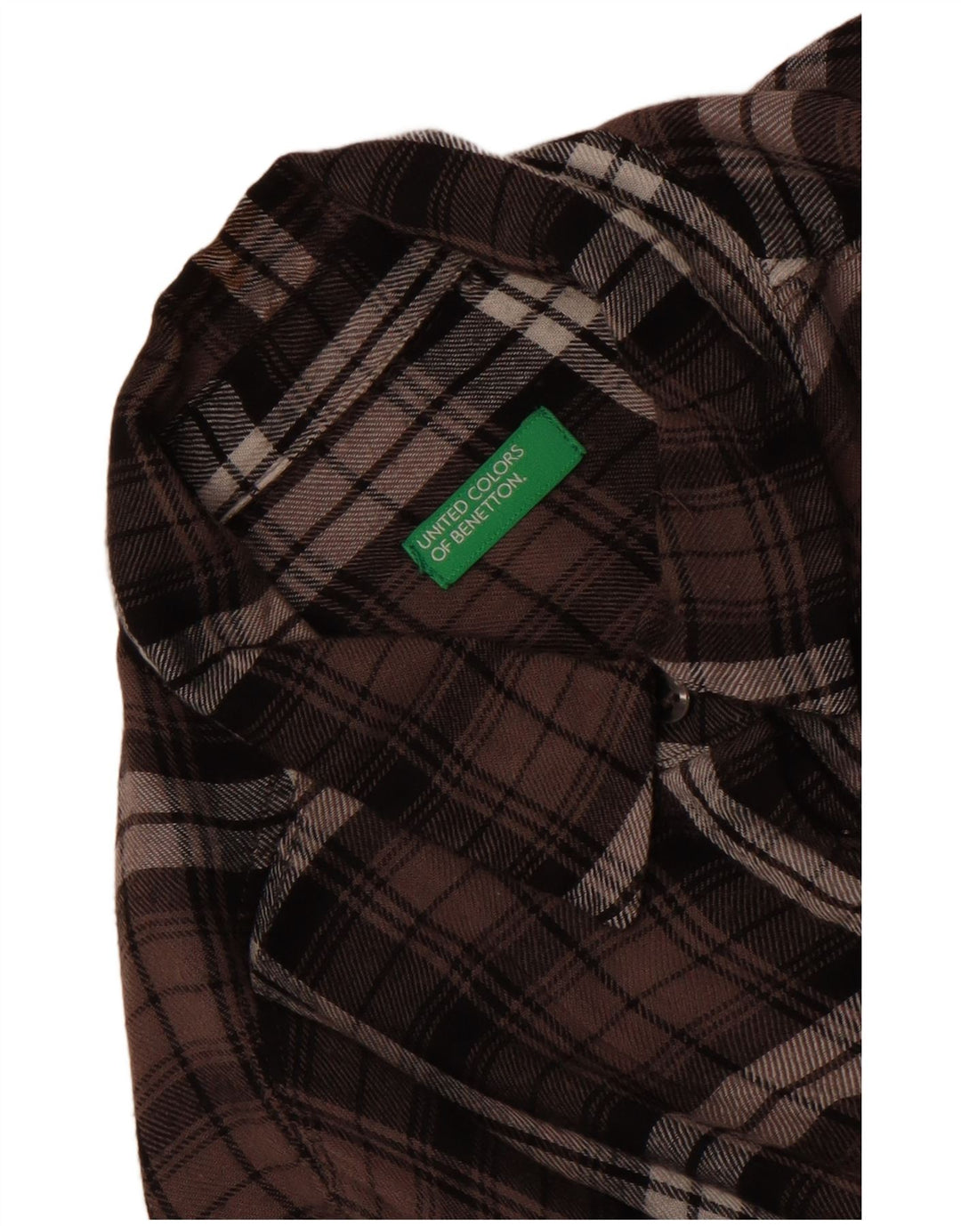 Benetton flannelskjorte til kvinder UK 14 Stor brun ternet