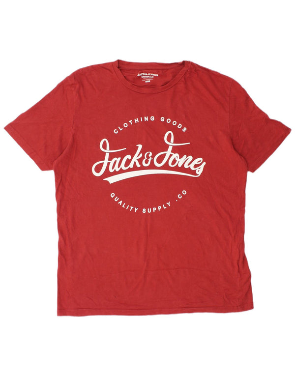 Jack & Jones Herre Slim Fit Grafisk T-Shirt Top XL Rød Bomuld
