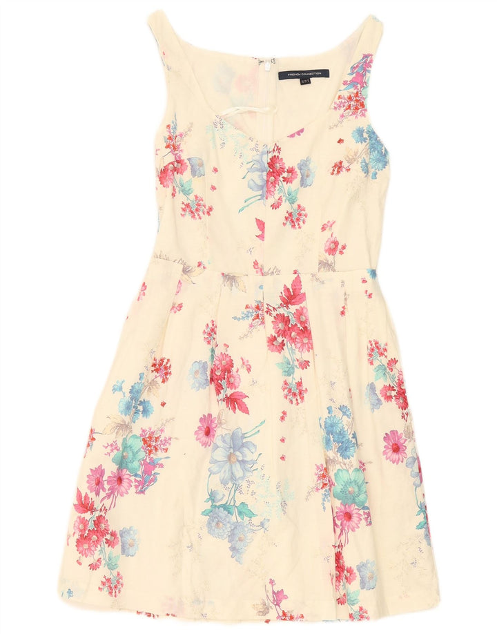 French Connection Dame A-Line Kjole UK 12 Medium Off White Floral