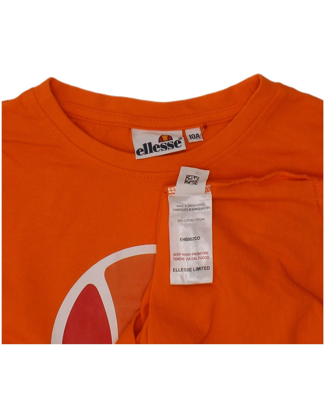 ELLESSE Boys Graphic Top Long Sleeve 9-10 Years Orange Cotton