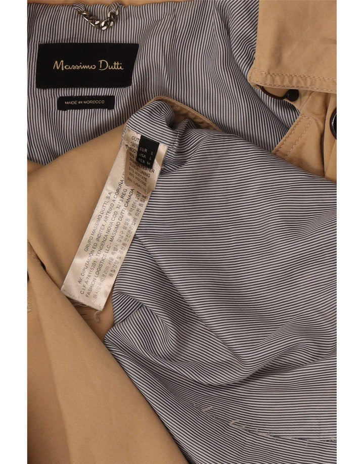 Massimo Dutti Dame Trench Coat UK 14 Stor Beige Bomuld