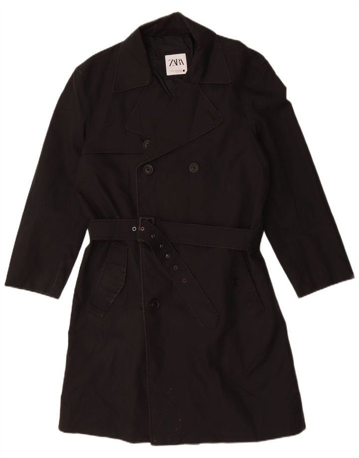 Zara Trench Coat til mænd UK 38 Medium Sort Polyester