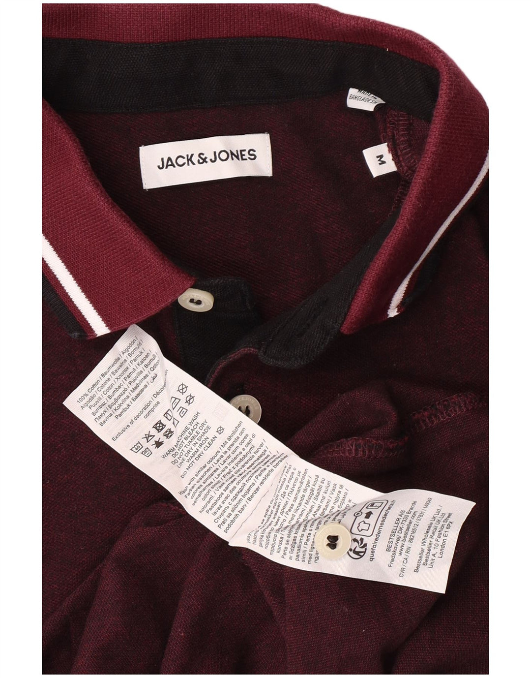 Jack & Jones Herre kortærmet poloshirt Medium Burgundy Bomuld Classic