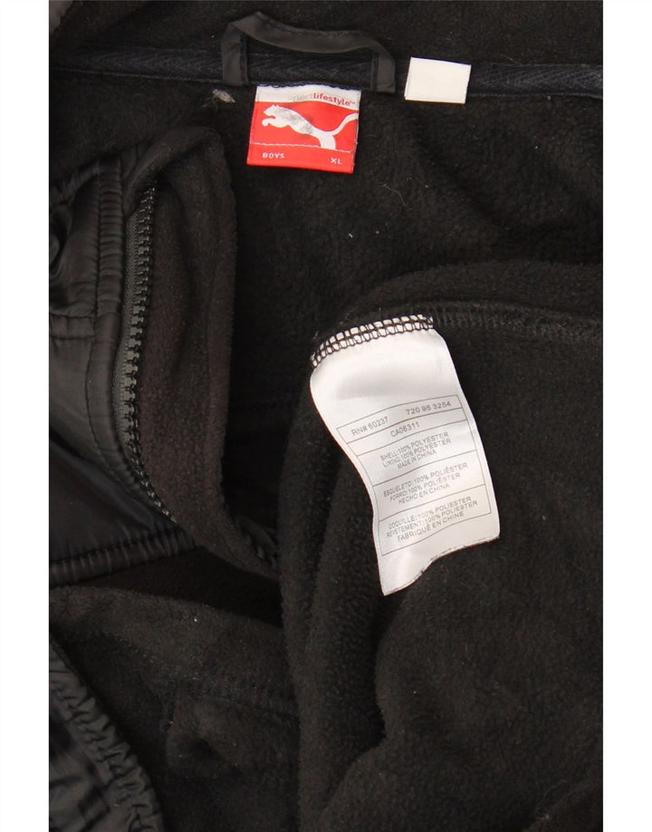 Puma drenge grafisk fleecejakke 13-14 år XL Sort polyester