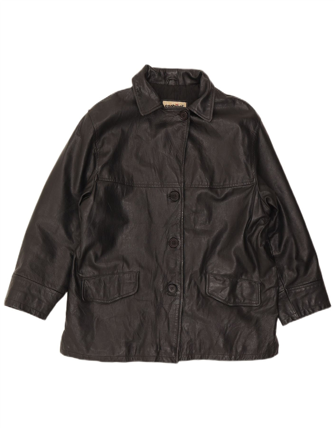 Conbipel Dame Oversized Læderjakke IT 44 Medium Sort Læder