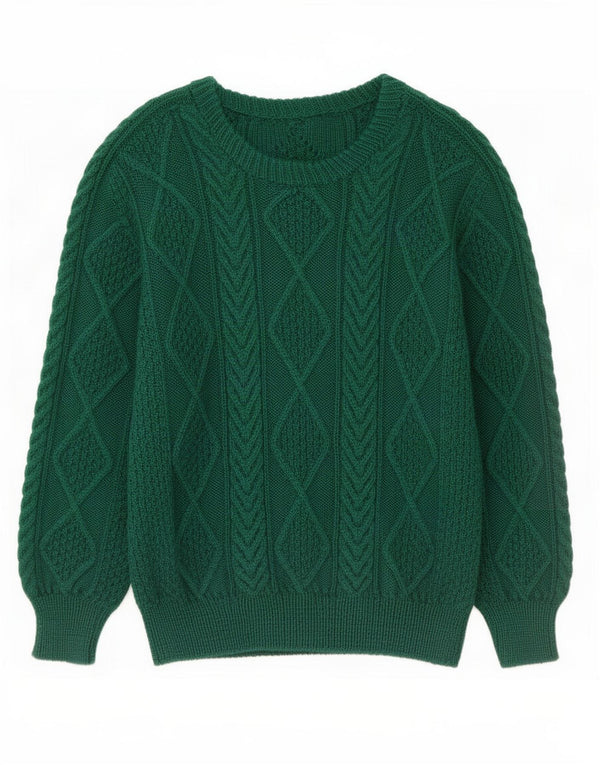 Vintage herre sweater med rund hals, medium grøn