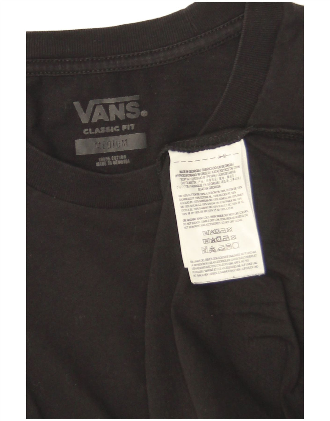 Vans Herre Classic Fit T-Shirt Top Medium Sort Bomuld