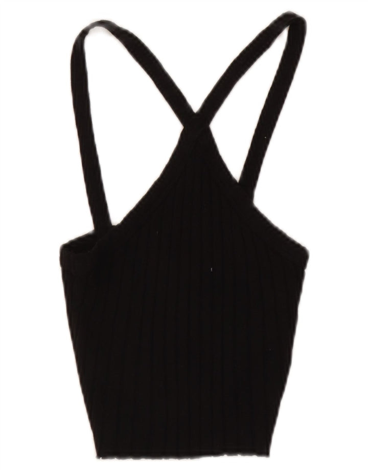 Zara Womens Crop Halter Top UK 8 Small Black Bomuld