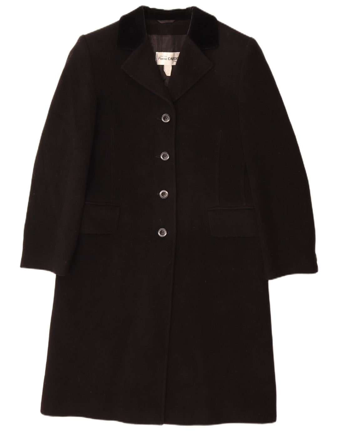 Pierre Cardin Dame Overfrakke EU 38 Medium Sort Uld Klassisk