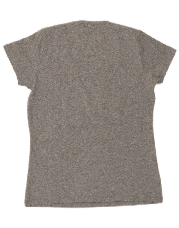 Trussardi Jeans Dame Grafisk T-Shirt Top UK 14 Stor Grå Bomuld
