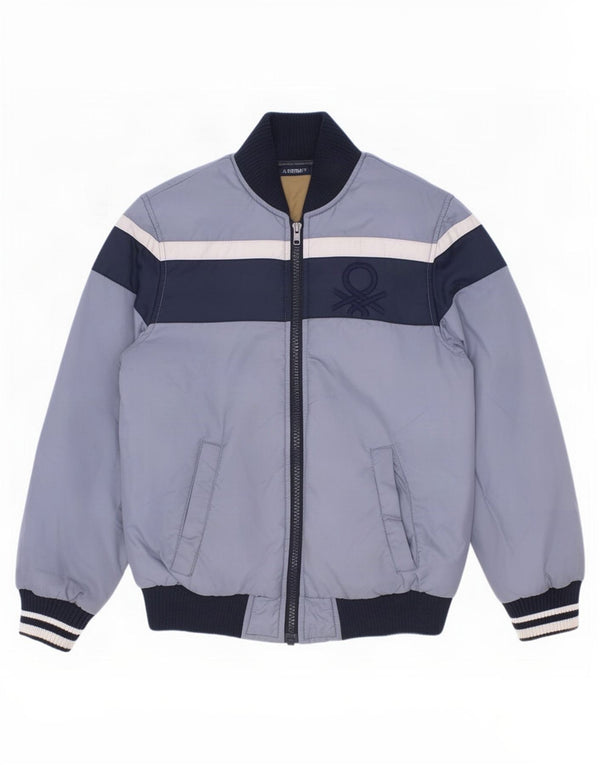 Benetton Boys grafisk polstret jakke 7-8 år Medium Blue Colourblock