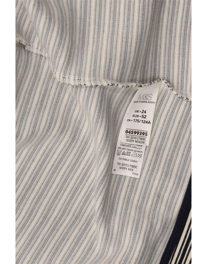 Marks & Spencer Dame Open Blazer Jacket UK 24 4XL Marineblå Stribet