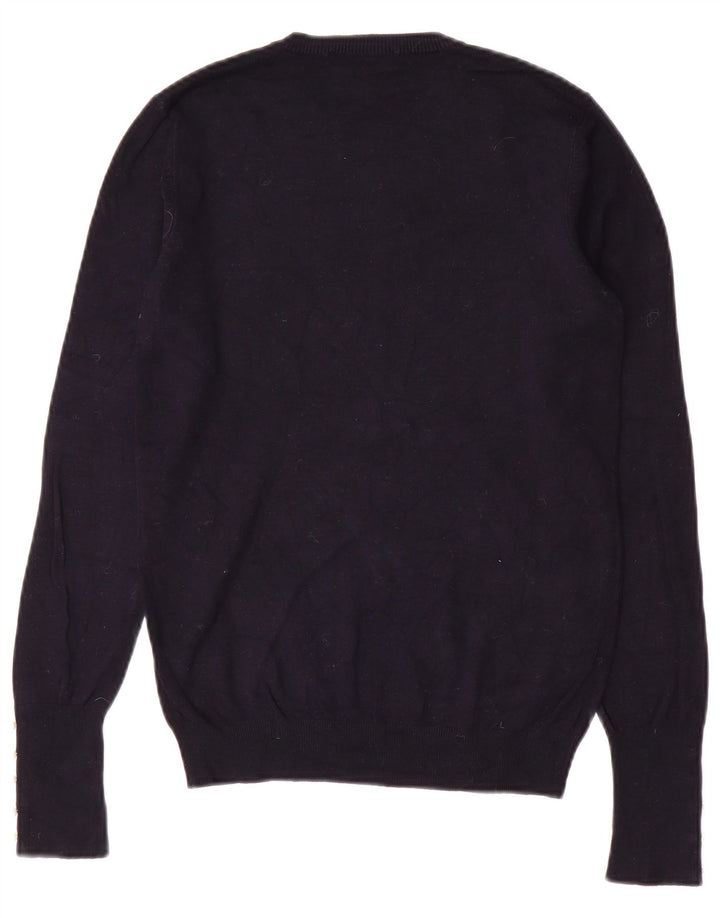 ZARA sweater med rund hals til kvinder UK 12 Medium Navy Blue