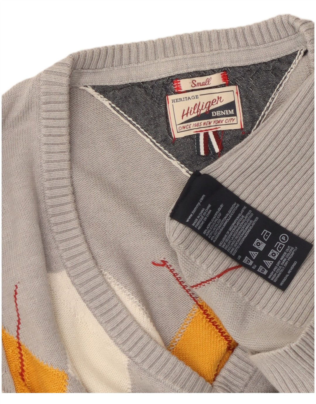 Tommy Hilfiger Dame Heritage V-hals sweater UK 10 Small Grey