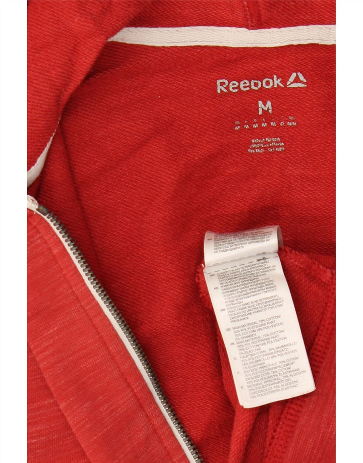 Reebok Herre grafisk hættetrøje med lynlås mellemrød bomuld