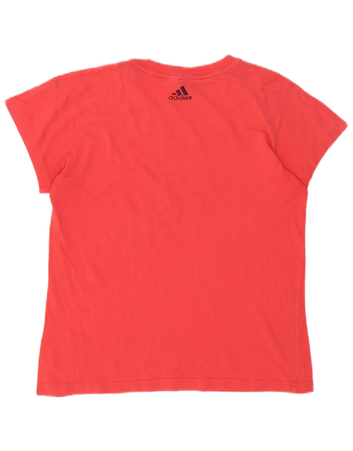 Adidas Dame Grafisk T-Shirt Top UK 14 Medium Rød