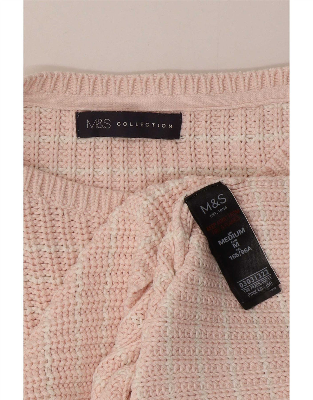 Marks & Spencer Dame Boat Neck Jumper Sweater UK 14 Medium Pink Stribet