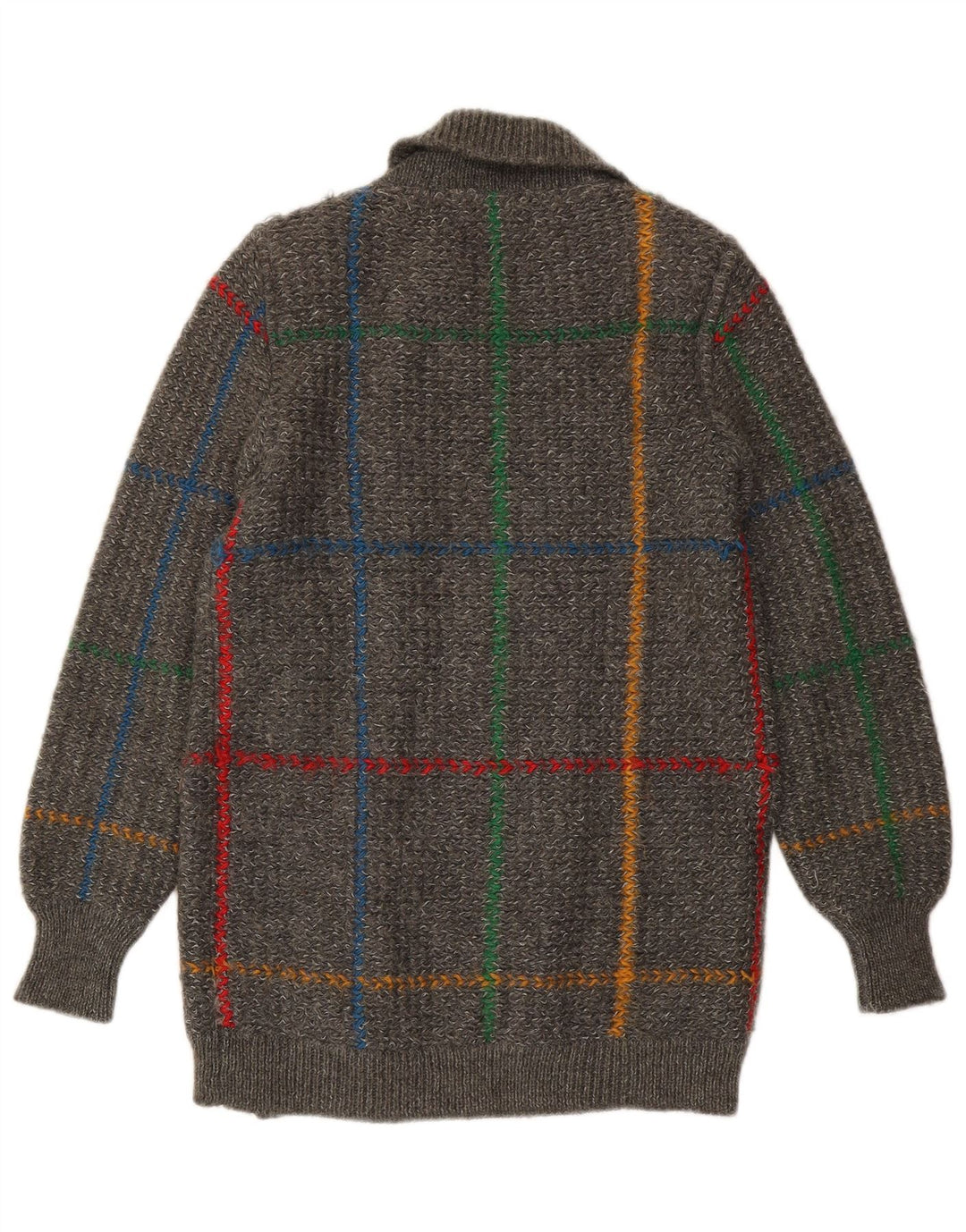 Iceberg Dame Cardigan Sweater IT 42 Mellemgrå ternet uld