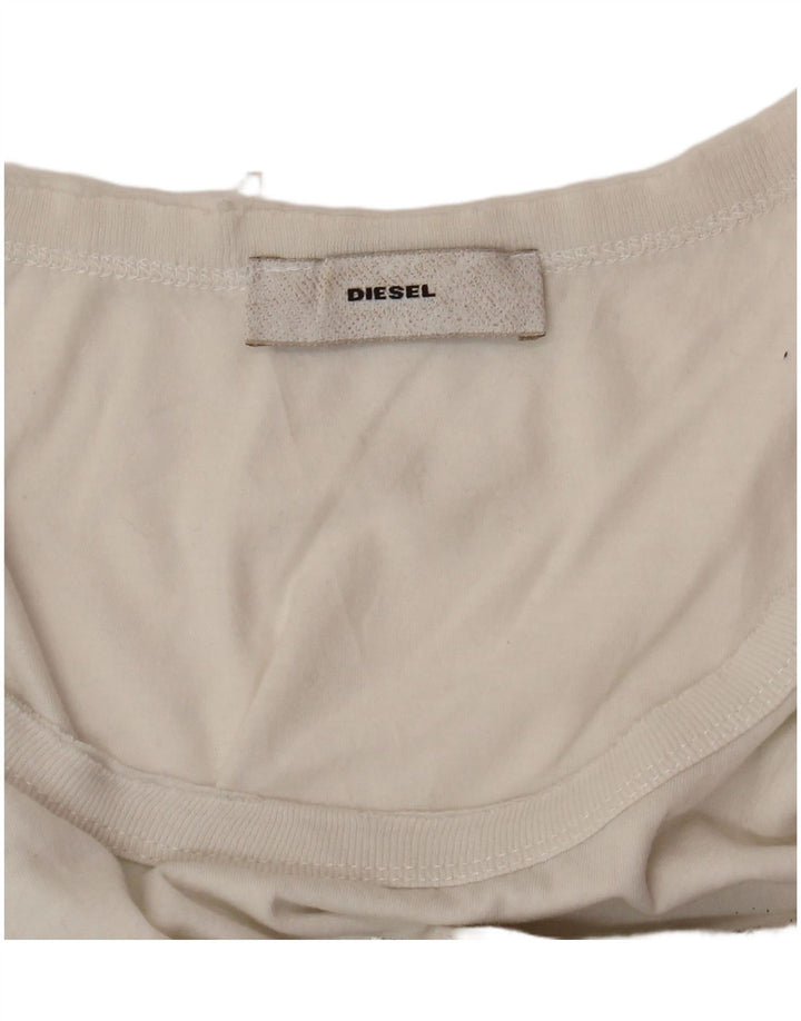 DIESEL Dame Grafisk Vest Top UK 10 Small White
