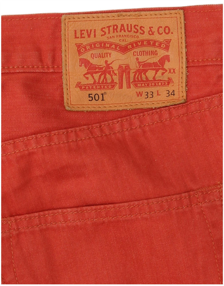 Levi's Herre 501 lige jeans W33 L34 rød bomuld