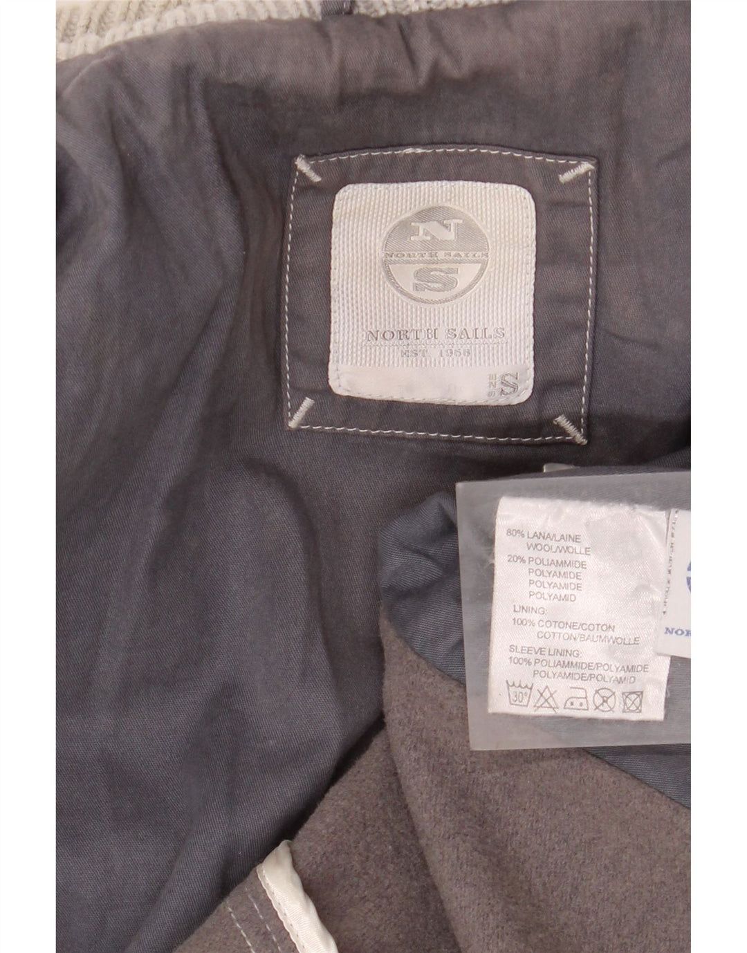 North Sails Dame Hooded Duffle Jacket UK 10 Small Grey Wool