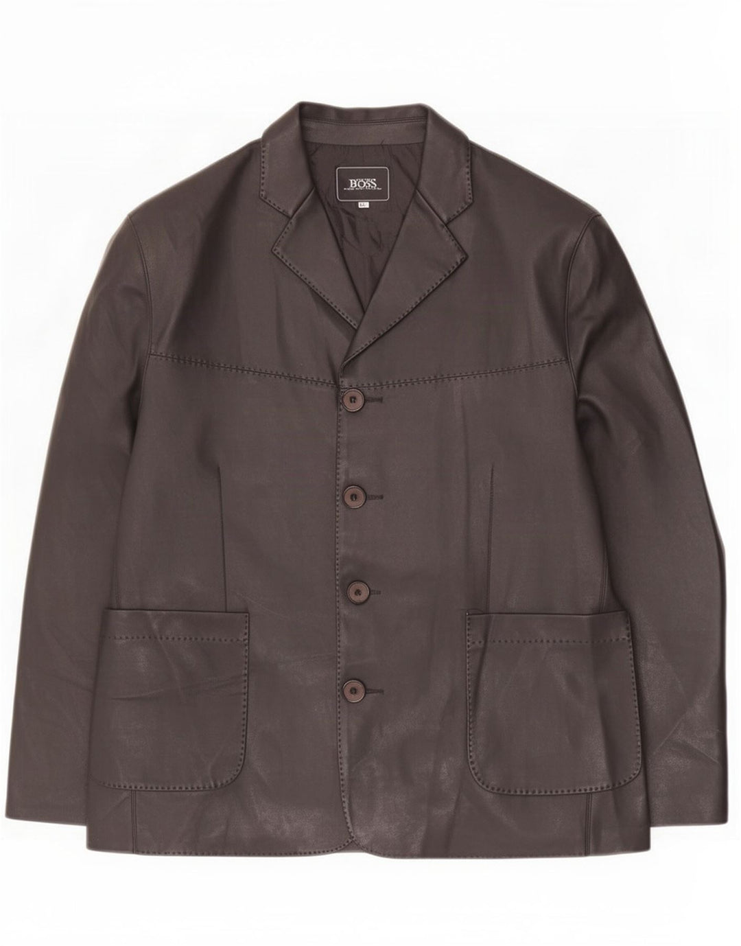 Hugo Boss Herre 4-knaps læderblazerjakke UK 44 2XL Sort
