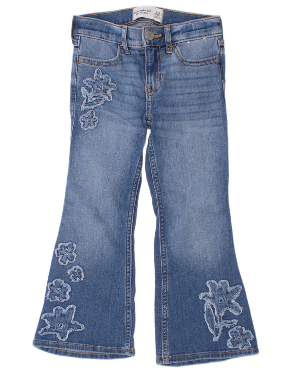 Abercrombie & Fitch Girls Flared Jeans 5-6 år W20 L14 Blue Floral