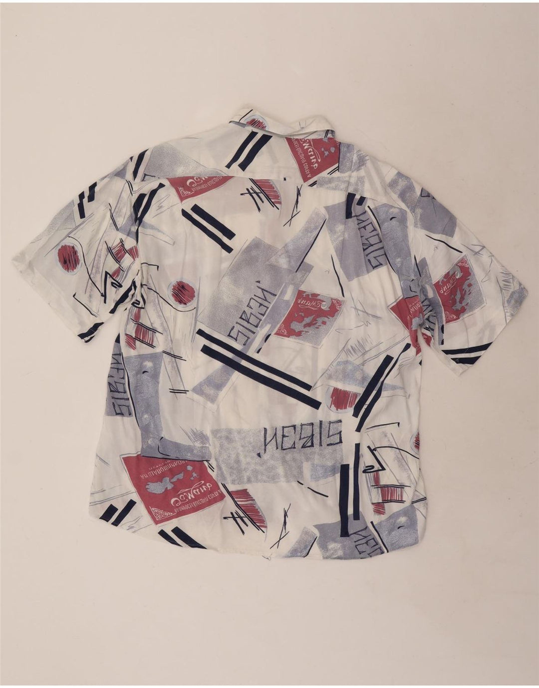 Vintage kortærmet herreskjorte XL flerfarvet geometrisk