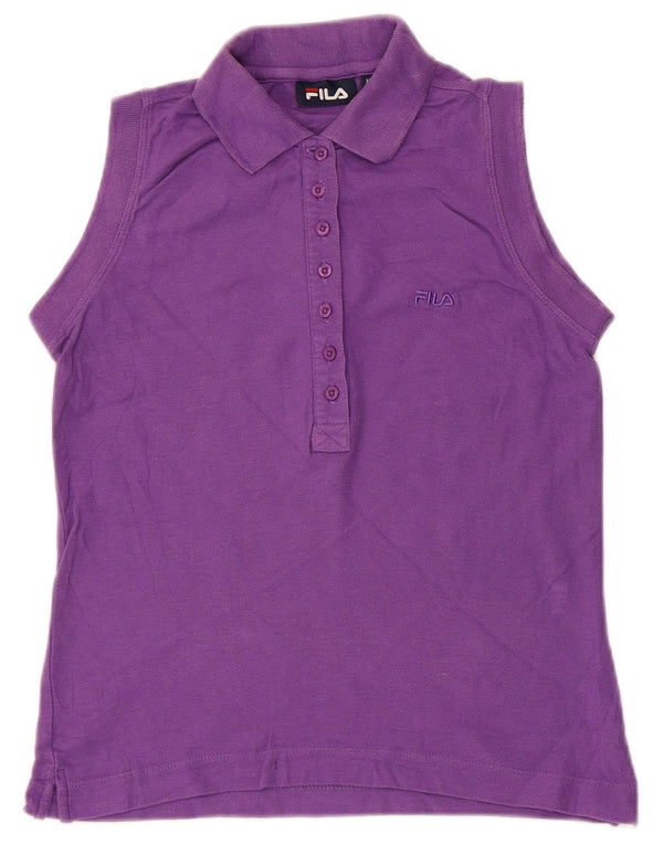 Fila Dame ærmeløs poloshirt UK 12 Medium Lilla Bomuld