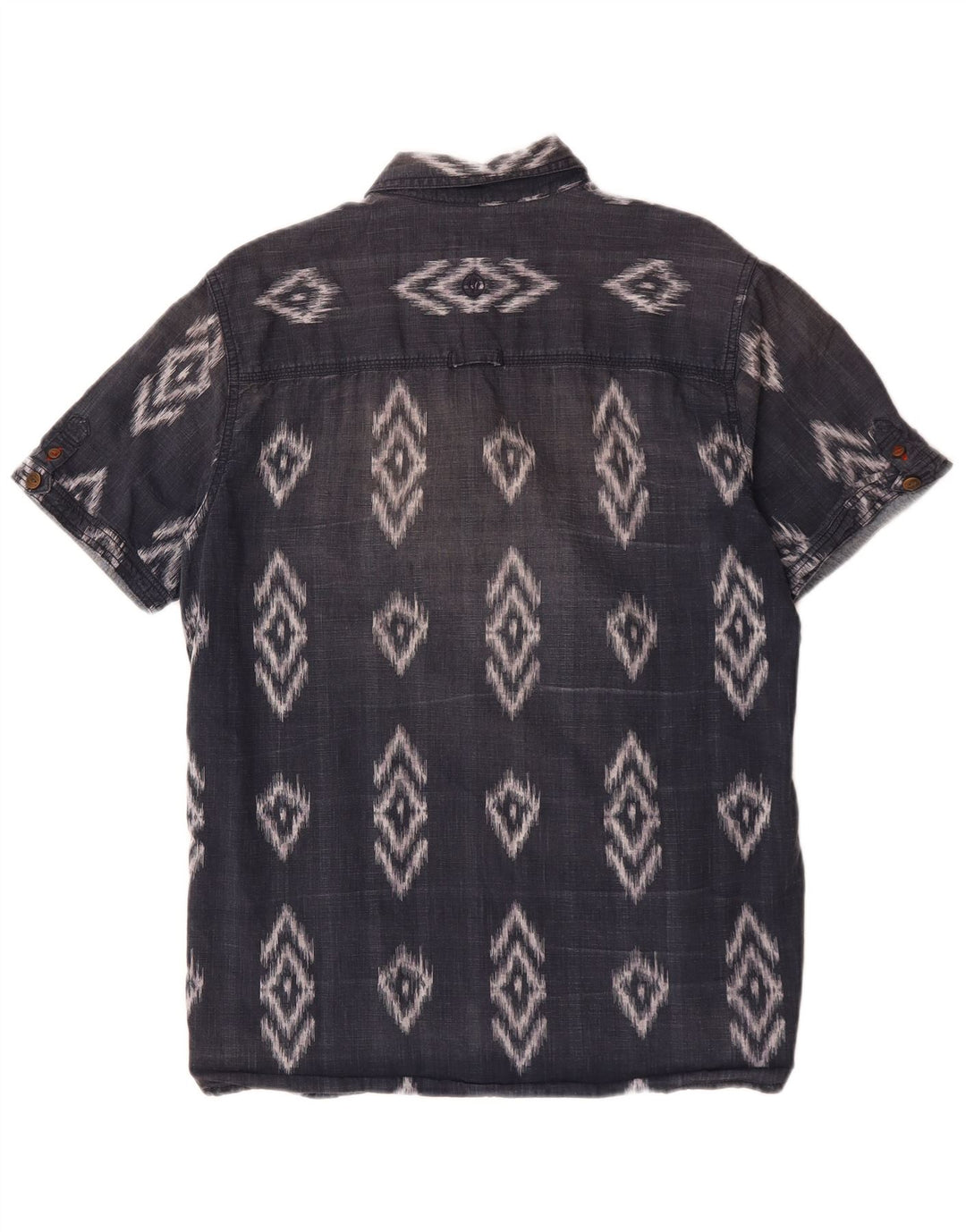 Fat Face Herre Kortærmet Classic Fit skjorte Medium Navy Blue Ikat Bomuld
