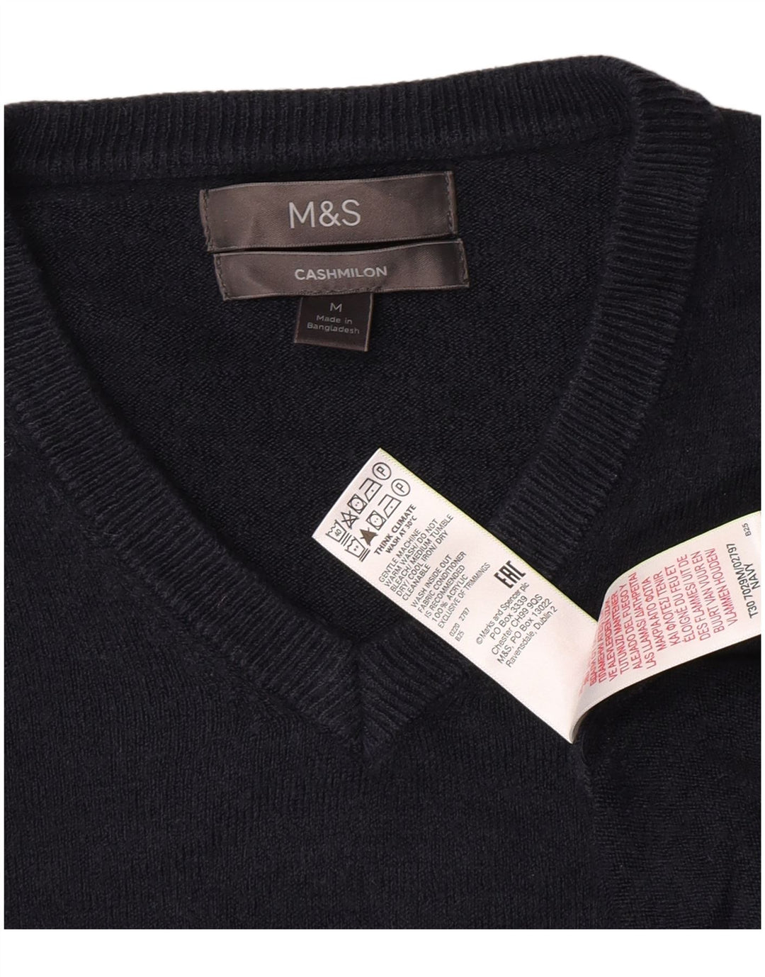 Marks & Spencer Herre V-hals sweater Medium Marineblå Akryl
