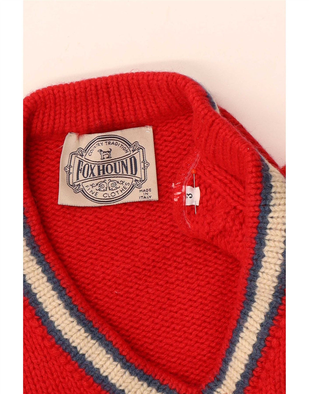 Foxhound Herre grafisk V-hals sweater Medium Rød Colourblock