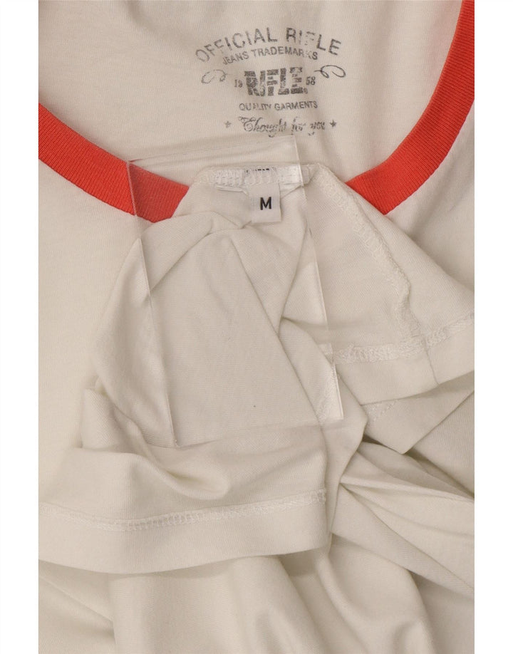 RIFLE Womens T-Shirt Top UK 12 Medium White Vintage Rifle and Second-Hand Rifle from Messina Hembry 