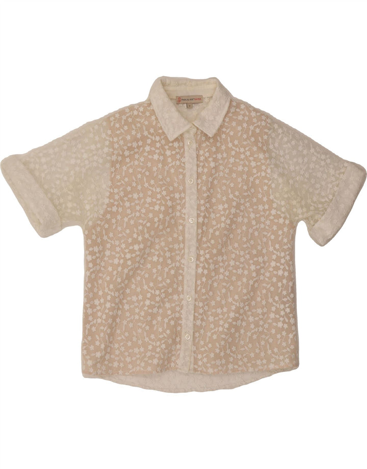 PAUL & JOE Womens See Through Lace Shirt Size 0 XS White Floral Polyester Vintage Paul & Joe and Second-Hand Paul & Joe from Messina Hembry 