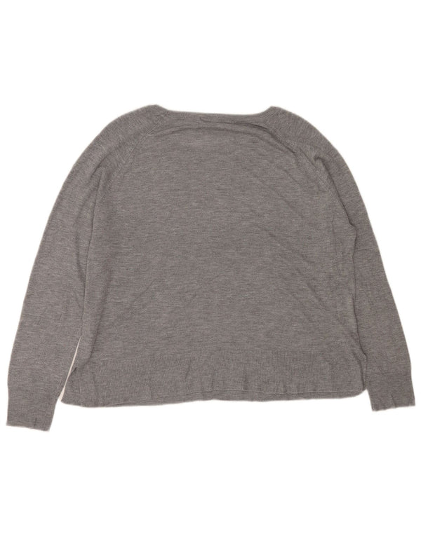 Zara Dame Boat Neck Jumper Sweater UK 14 Medium Grey Viscose