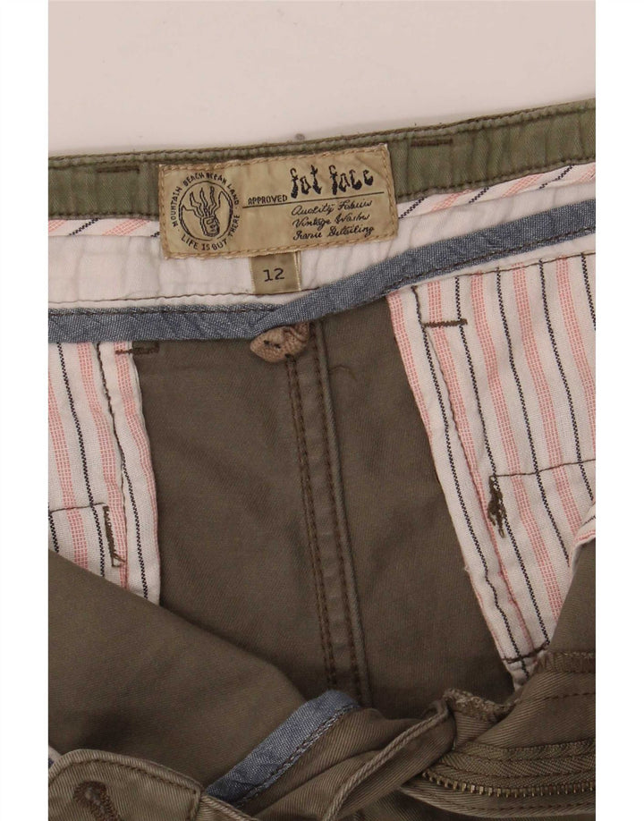 Fat Face Dame Chino Shorts UK 12 Medium W34 Khaki Cotton