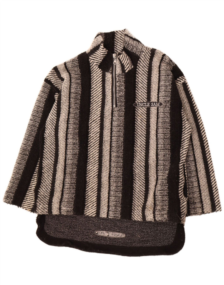 Uncle Sam Herre Zip Neck Jumper Sweater XL Sort Stribet Polyester