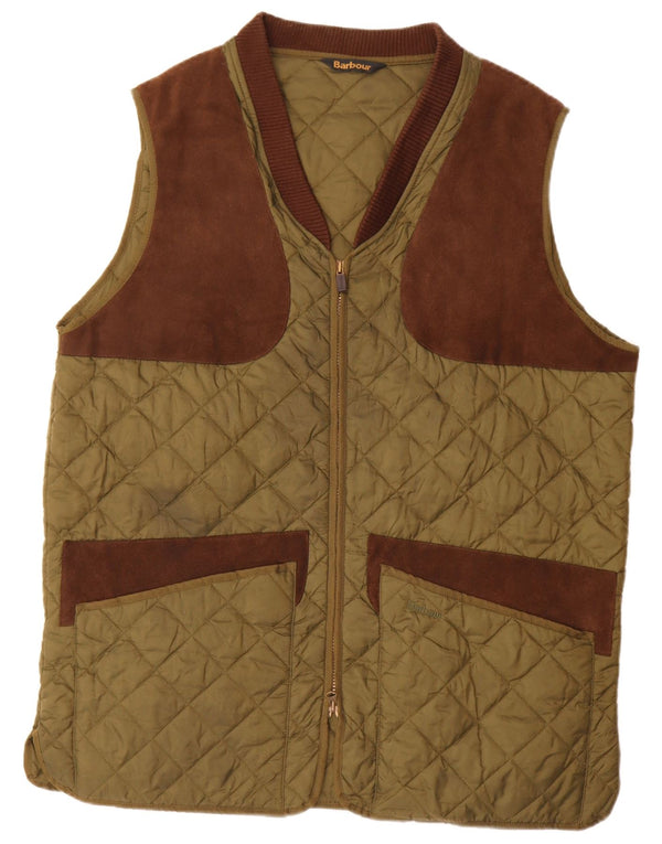 Barbour Herre Quiltet Gilet UK 42 XL Khaki Colourblock Polyamid