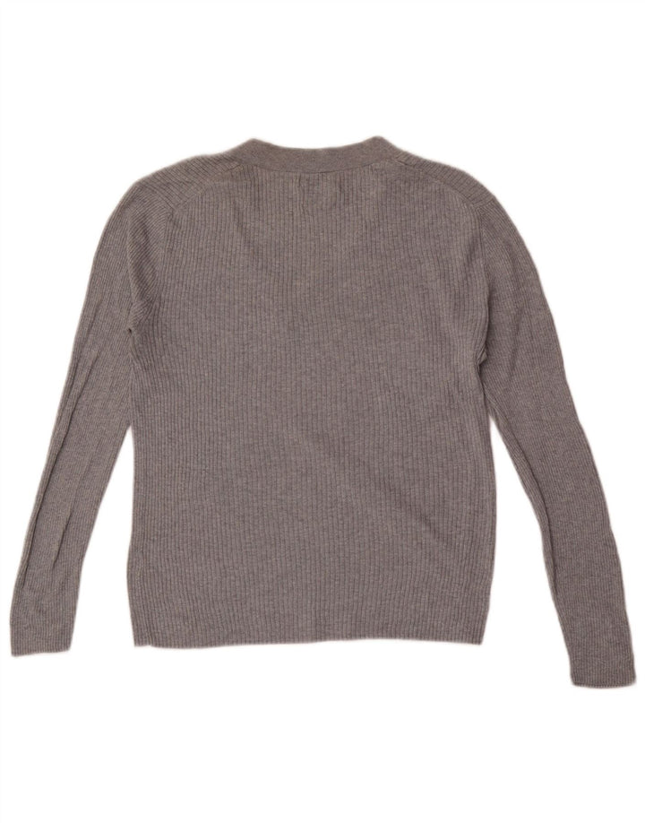 Massimo Dutti Dame Top Langærmet UK 14 Stor Grå Silke