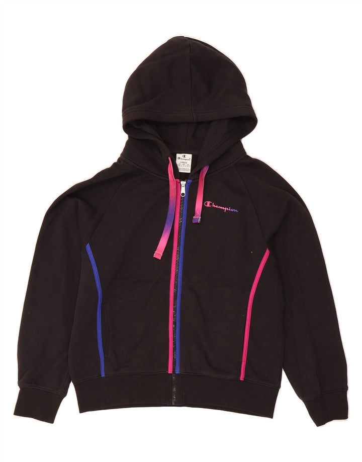 CHAMPION Womens Zip Hoodie Sweater UK 16 Large Black Vintage Champion and Second-Hand Champion from Messina Hembry 