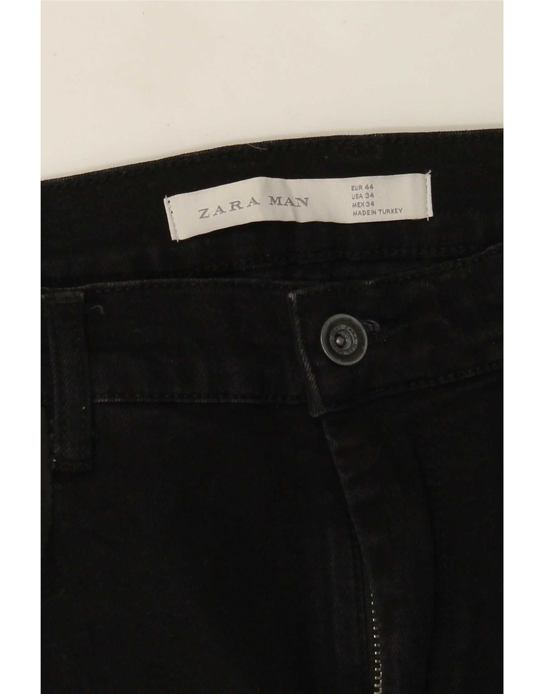 Zara Herre Distressed Slim Jeans EU 44 Large W34 L29 Sort