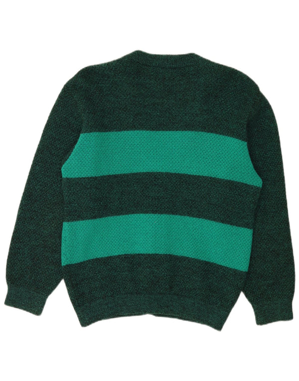 Gomena Dame Cardigan Sweater UK 14 Stor Grøn Stribet Ny Uld