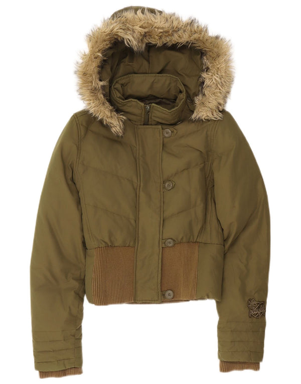 Playlife Polstret hættejakke til kvinder UK 10 Small Khaki