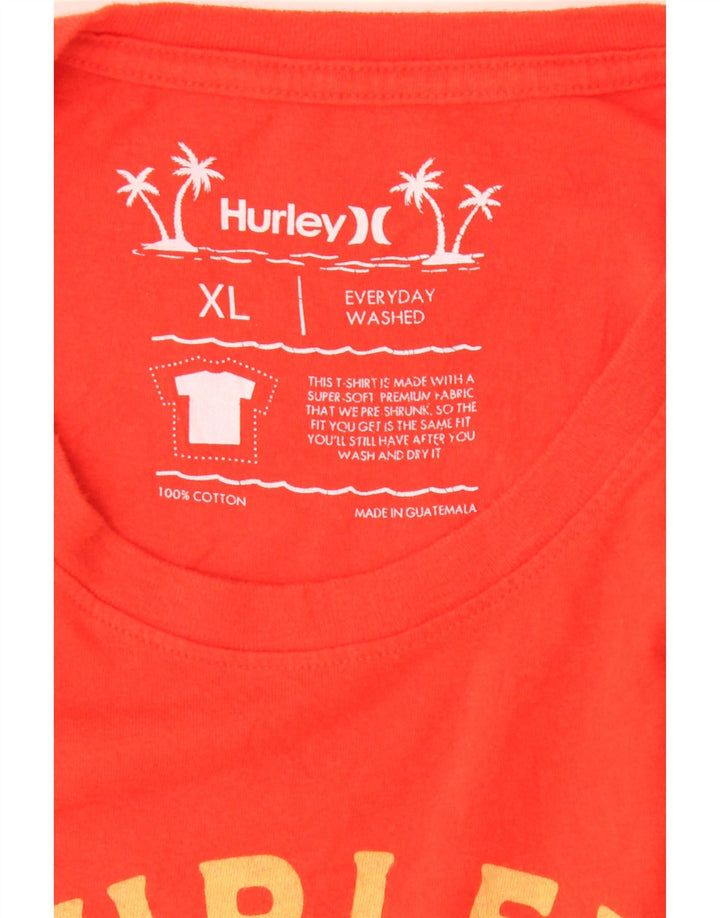 HURLEY Mens Graphic T-Shirt Top XL Red Cotton Vintage Hurley and Second-Hand Hurley from Messina Hembry 