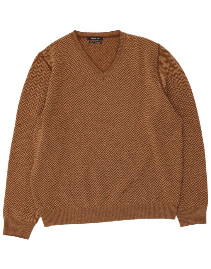 Massimo Dutti Herre V-hals sweater Stor brun sildebensuld