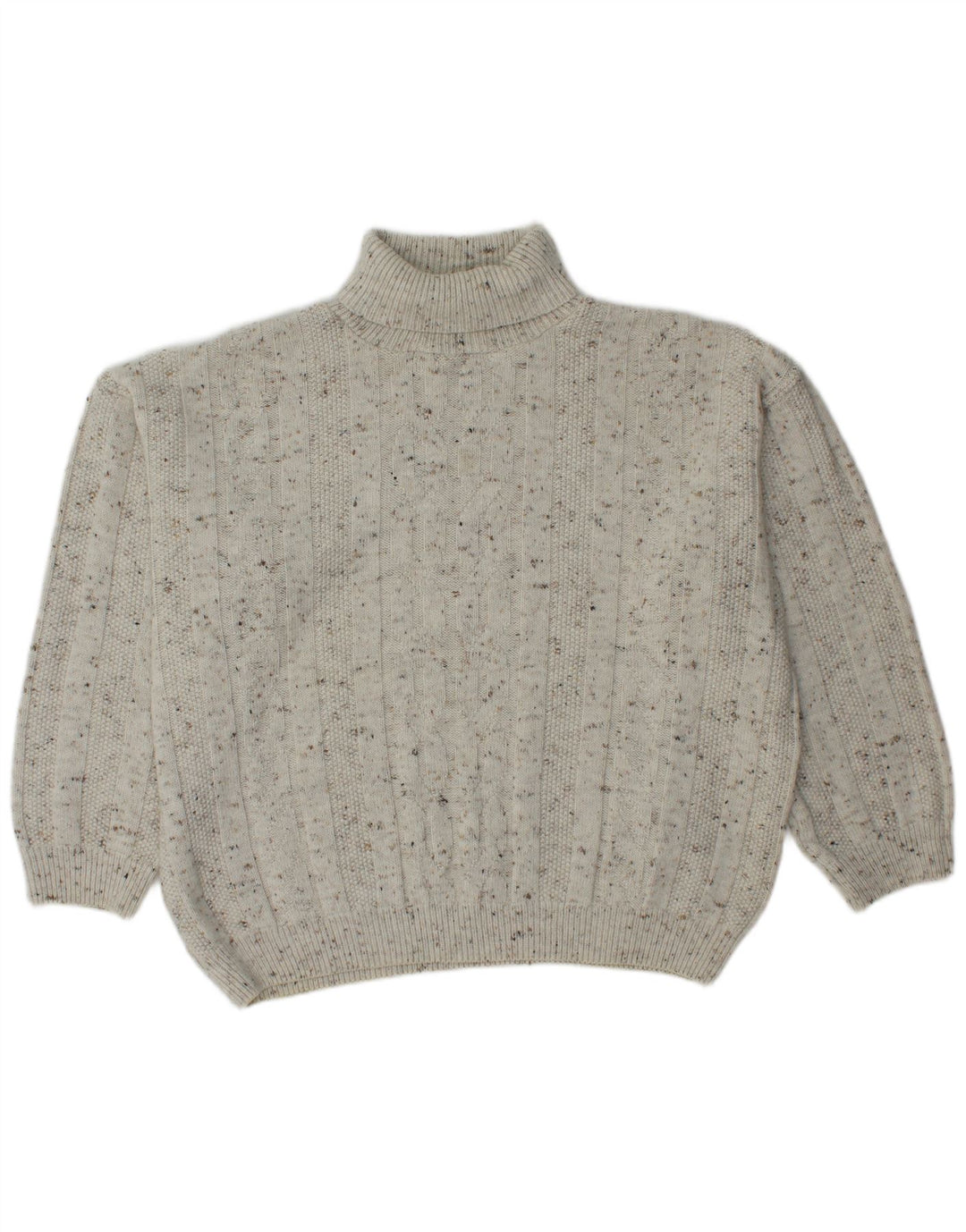 CANDA Womens Oversized Roll Neck Jumper Sweater UK 18 XL White Flecked