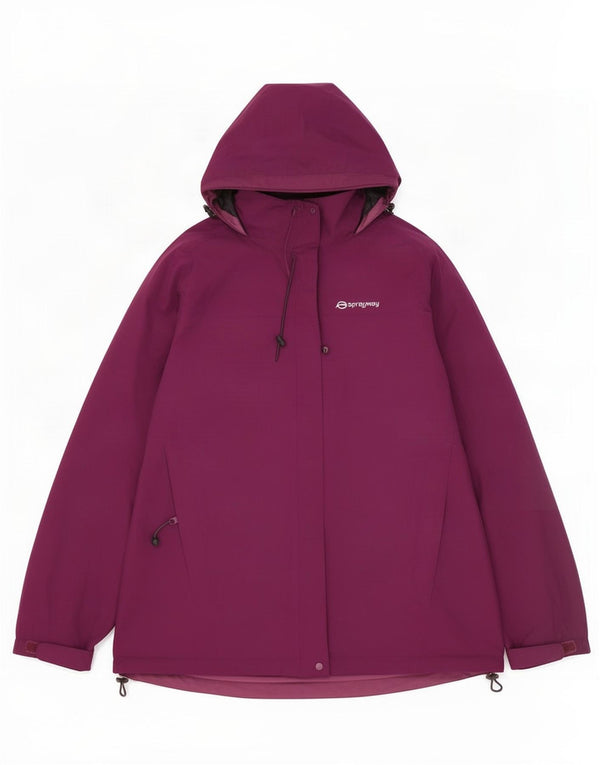 Sprayway Dame Hooded Windbreaker Jacket UK 14 Large Maroon Polyester