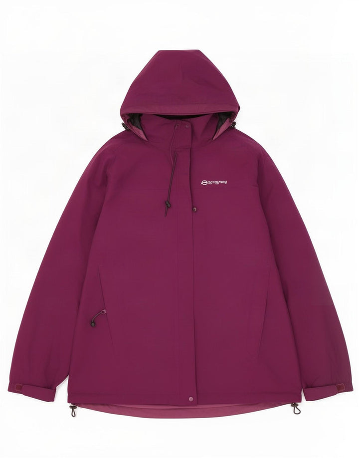 Sprayway Dame Hooded Windbreaker Jacket UK 14 Large Maroon Polyester